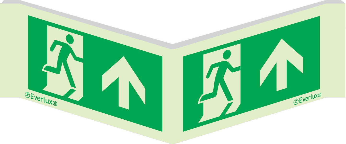 Rettungszeichen Winkelschild Laufrichtung geradeaus ISO 7010 m²