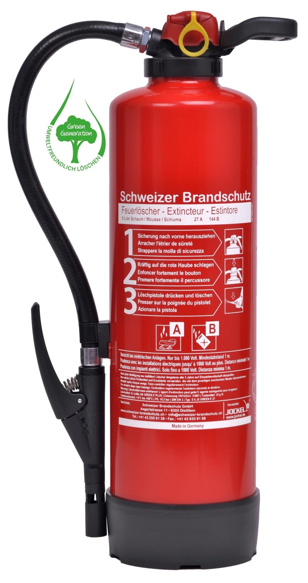 Büro-Schaum-Feuerlöscher Fluorfrei 9 Liter S9 JX 43 Green 2.0
