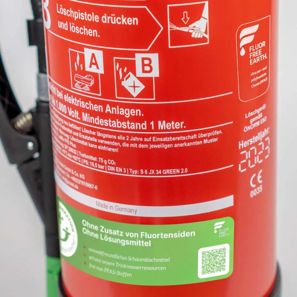 Büro-Schaum-Feuerlöscher Fluorfrei 9 Liter S9 JX 43 Green 2.0