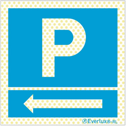 Reflektierende Langnachleuchtende Park Schilder Parkplatz links Aluminium 1mm, langnachleuchtend, 215mcd m²
